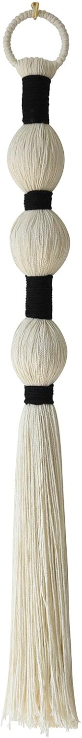 Macrame Wall Hanging Boho Wall Decor Small Sphericity Cotton Textile Tassel Hanging Fiber Yarn Art for Living Room Bedroom 27'' L x 2.3'' W