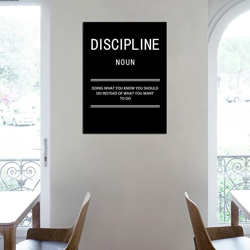 Inspirational Canvas Positive Wall Art Motivational Discipline Noun Wall Art Poster Quotes Success Canvas Artwork Picture Print Framed for Home Office Living Room Gym Wall Decor[18''W X 24''H]