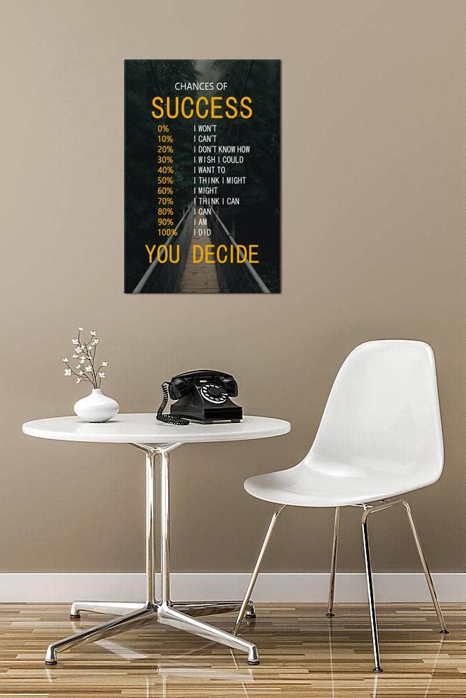 Chances of Success Inspirational Canvas Wall Art Motivational Positive Poster Inspiring Painting Prints Wall Pictures for Office Living Room Home Decor Framed Artwork [12''W x 18''H]