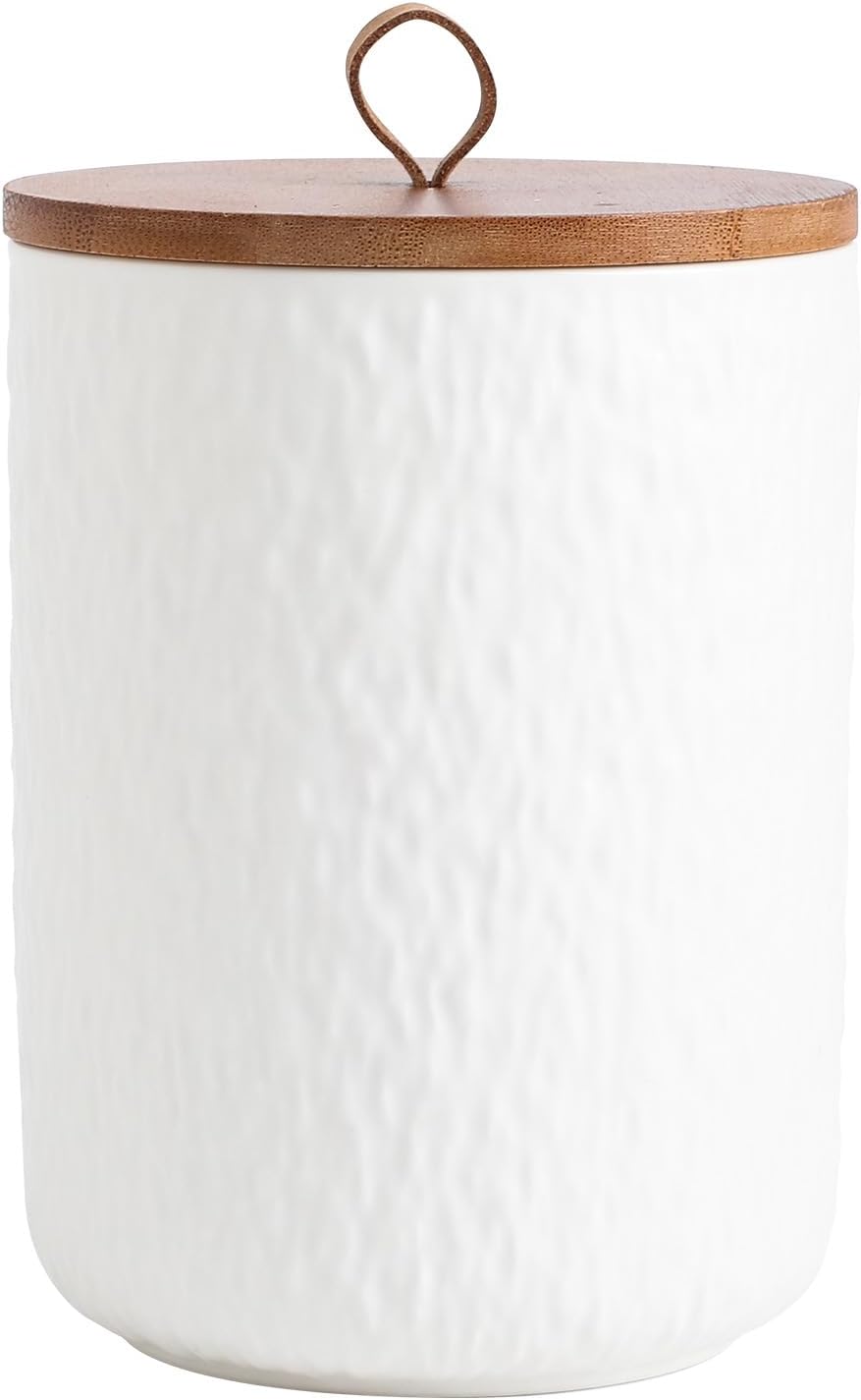 Kitchen Canisters for Countertop, Ceramic Coffee Canisters with Airtight Lids Food Storage Jars Sugar Container for Kitchen Counter Tea, Coffee Beans, Spice (#001White-44oz/1300ml)