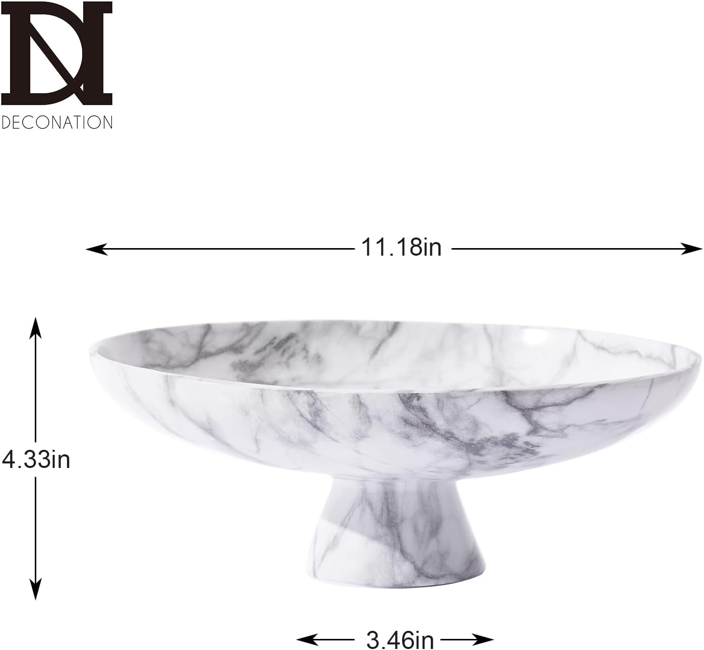 DN DECONATION White Resin Decorative Bowl for Modern Home Decor, 11.2" Large Pedestal Kitchen Fruit Bowl/Key Holder/Candy Dish/Potpourri for Entryway Table, Coffee Table, Dining Room,Table Centerpiece