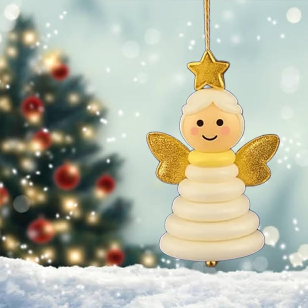 4pcs Button Christmas Tree Ornament Kits, Fun Holiday Decorations for All Ages, DIY Craft Buttons Kit with Christmas Snowman/Santa/Angel, Gifts for Xmas Tree Hanging Decorations (Snowman)