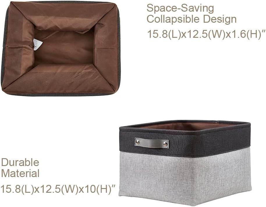 DECOMOMO Storage Baskets for Shelves - Fabric Closet Organizers and Storage Bins, Perfect Baskets for Organizing Closet Toys Nursery (Grey and Black, XL - 3 Pack)