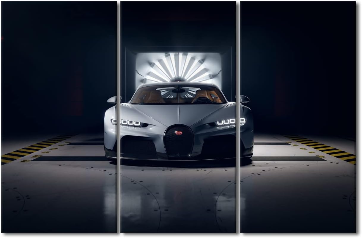 TUMOVO Car Poster Decor Canvas Prints Gray Sports Car In the Dim Light Wall Art Paintings Speedy Car Posters Stretched Pictures for Living Room Modern Home Decor Framed Wall Art Decorations 42"Wx28"H