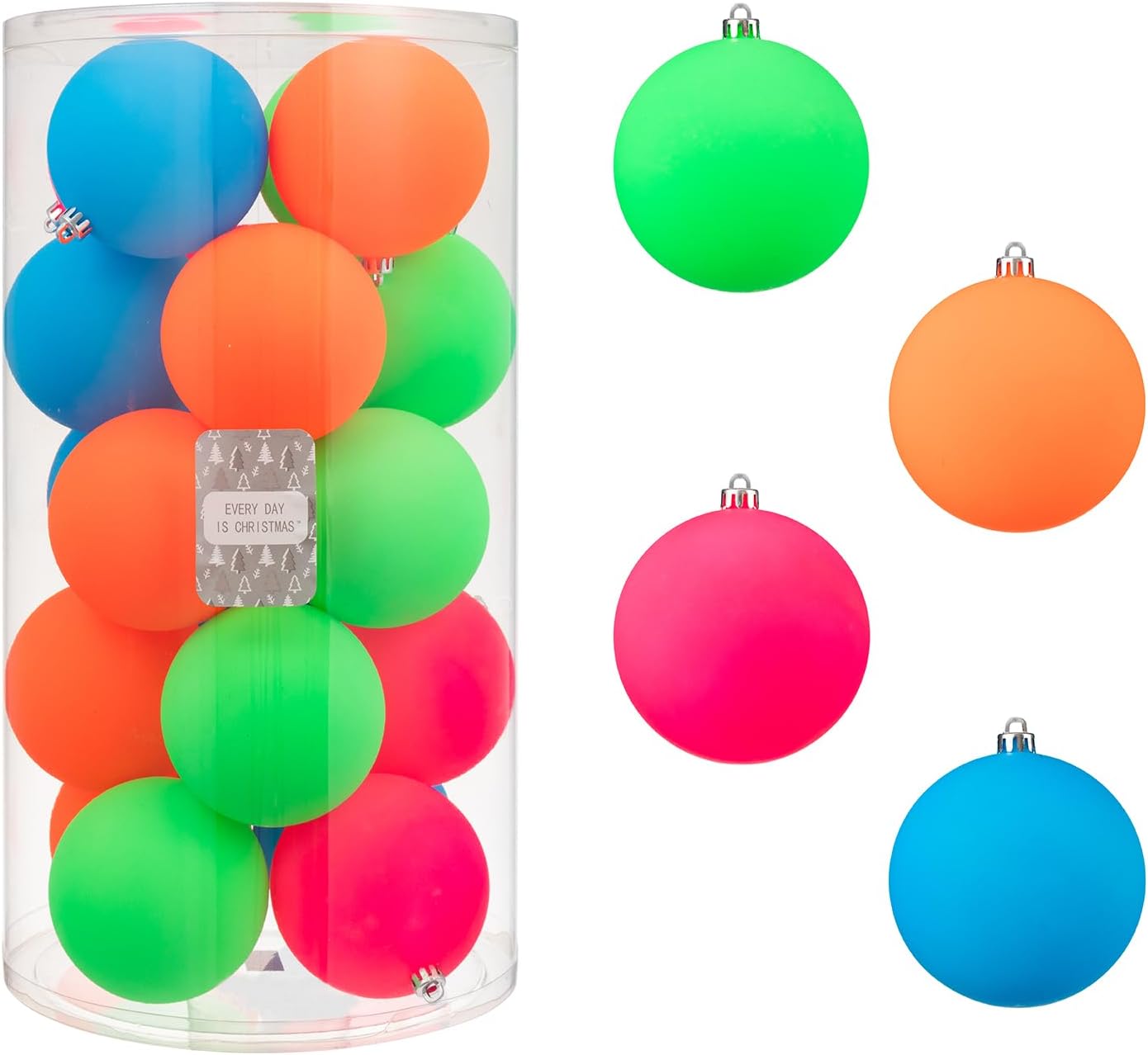 Every Day is Christmas 20ct Christmas Ornaments, Shatterproof Christmas Tree Ornaments Set, 92cm/3.6" Christmas Balls Decoration