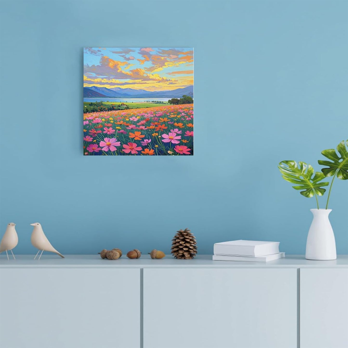 Colorful wildflowers field scenery poster artwork wall decoration wildflowers everywhere wall painting suitable for bedroom home office