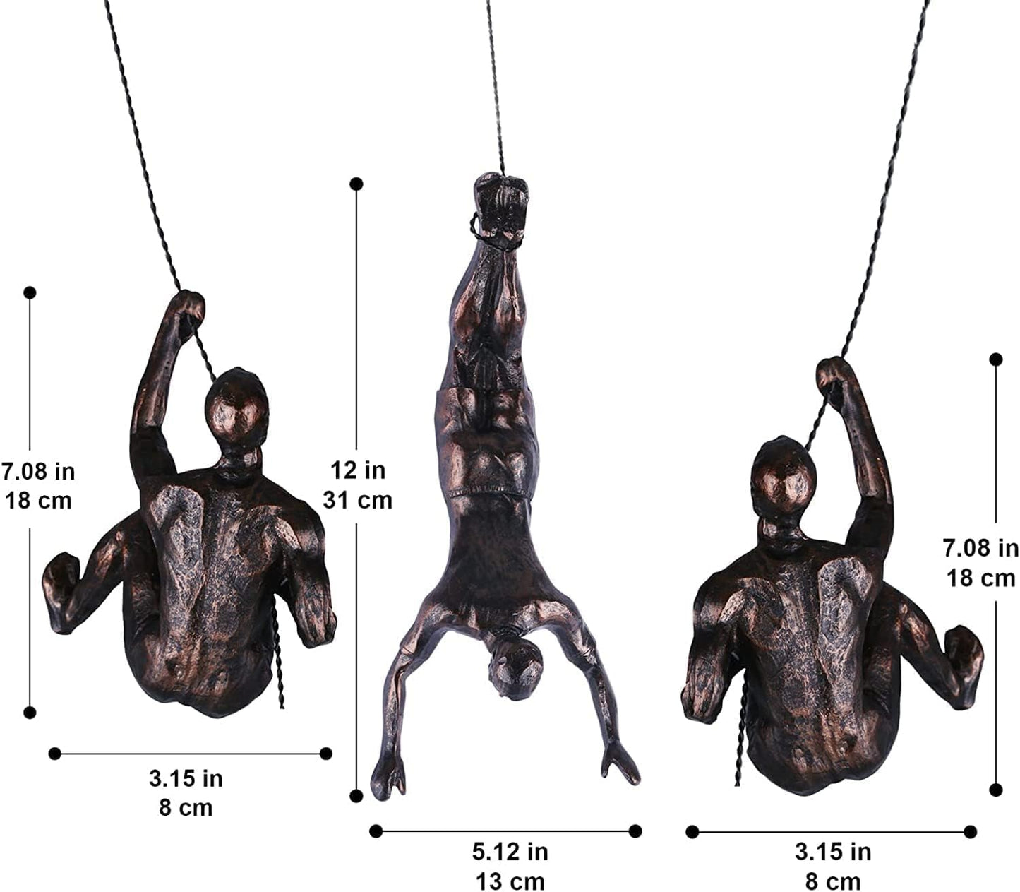 Large Set of 3 Climbing Men Wall Art Decor Sculpture,Nordic Modern Simplicity Decorative Wall Art, Climbing Man Sculptures,Home & Office Climber Gifts