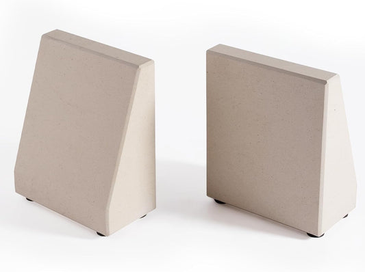 Book End, Natural Marble Bookend for Shelves, Non-Skid Bookends for Heavy Books, Heavy Duty Book Stopper for CDs and Oversized Books, Luxury Book Shelf Holder, Moleanos Beige