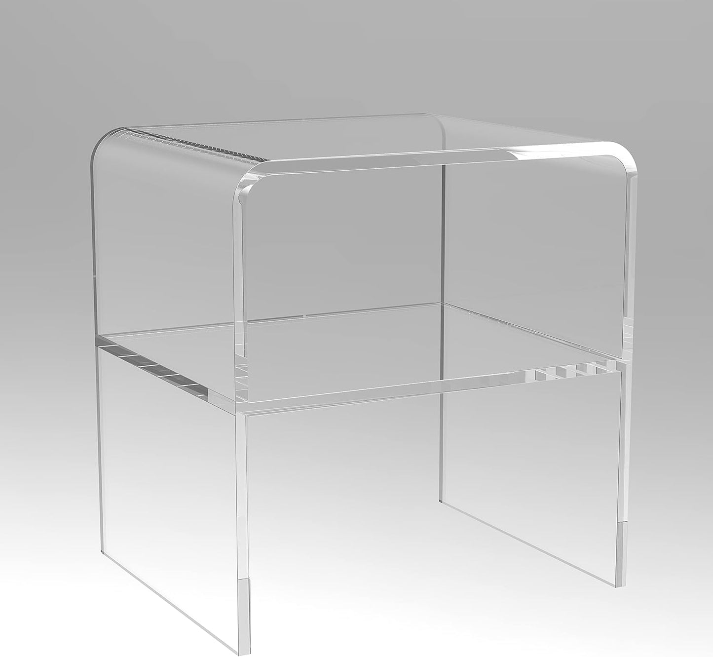 ONELUX 1626 Acrylic Bedside nightstand with Additional Shelf,Lucite Occasional Sofa Tables, Clear