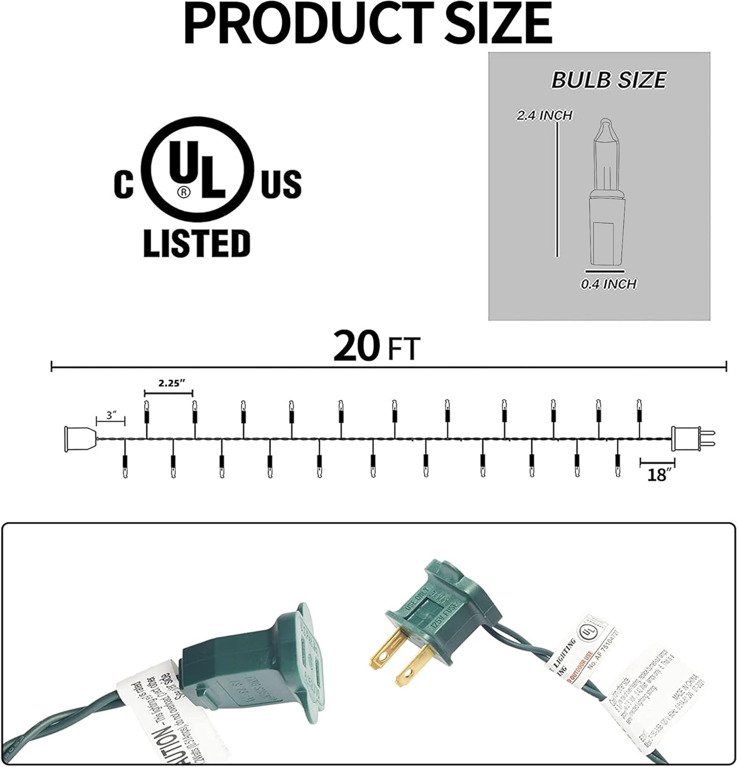 TW SHINE Green St. Patrick's Day Lights, 2 Pack Total 40FT 200 Count Incandescent Christmas Mini String Lights, Waterproof Decorations for Outdoor Indoor Xmas Tree Patio Home Party Yard Decor