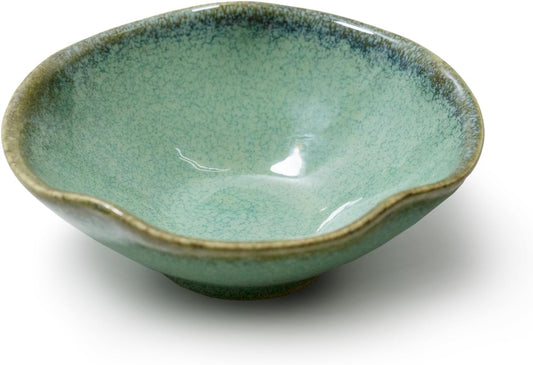4.72" Small Decorative Bowl, Ceramic Green Key Bowls for Entryway Table, Jewelry Dish, Trinket Holder, Offering Bowl, Potpourri Bowl, Vintage Home Decor with Unique Irregular Rim