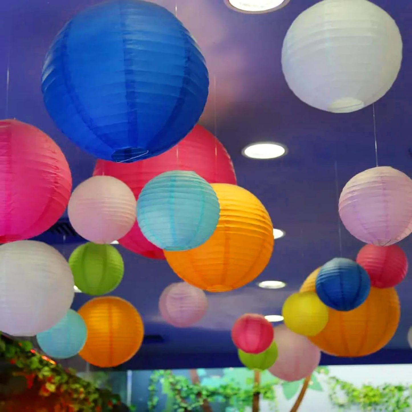 Paper Lanterns Decorations,Paper Hanging Decorations Ball Lanterns Lamps for Birthday Parties, Wedding Decor, （10 Pcs,4 in/6 in/8 in/10 in,Gold/Silver/White）