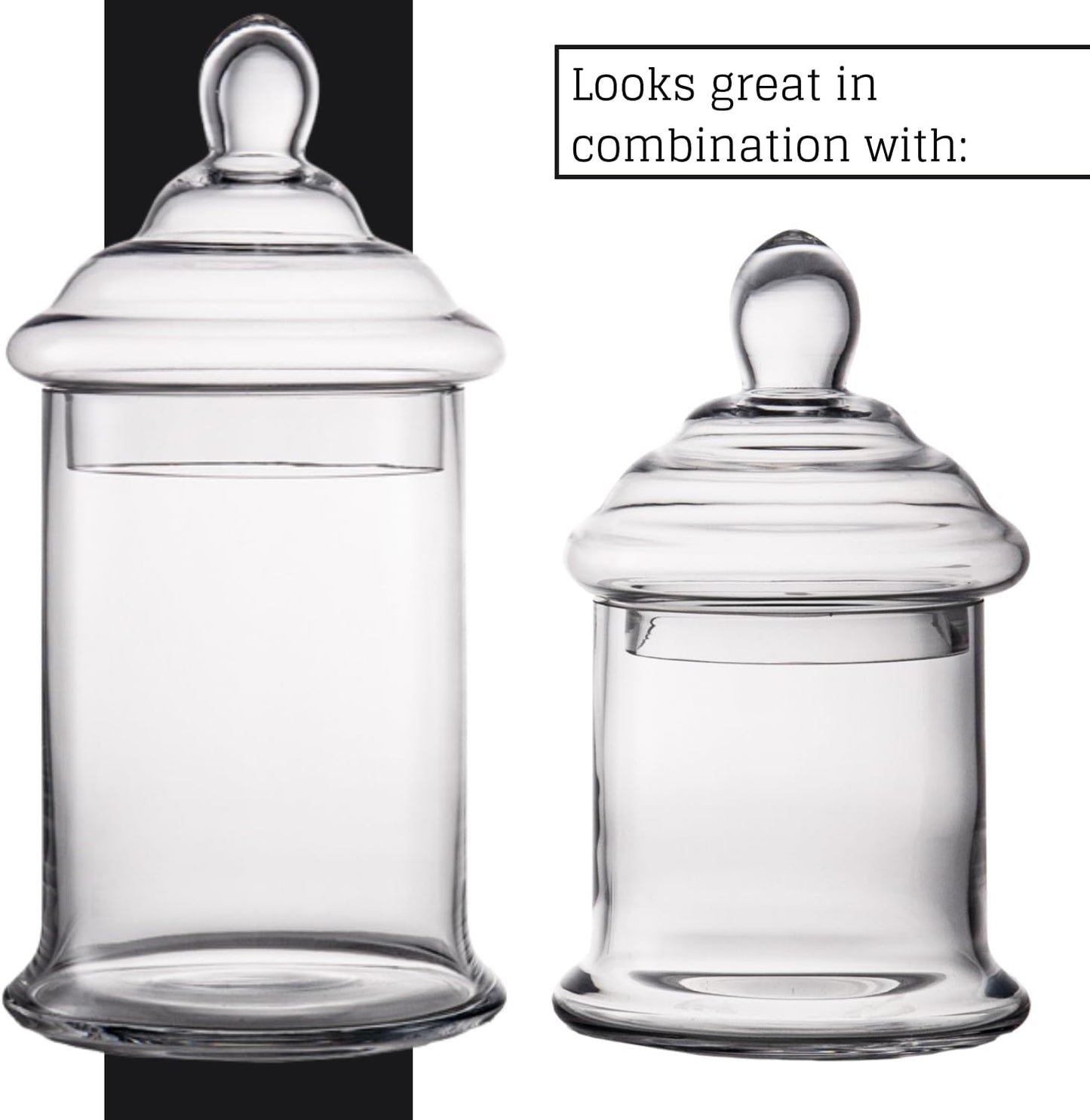Diamond Star Clear Glass Apothecary Jar Decorative Candy Buffet Jars Elegant Glass Storage Containers (Height: 10" Body: 6")