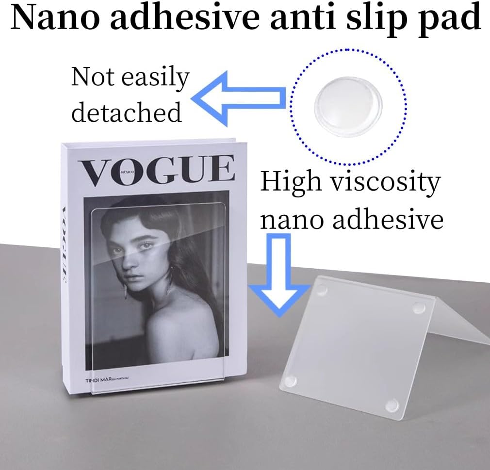 Lulonpon 8 Pieces Book Ends, Bookends, Books Stand, Books Stoppper, Clear Bookend for Shelves, Acrylic Book Ends for School, Library, Desktop Organizer ﻿