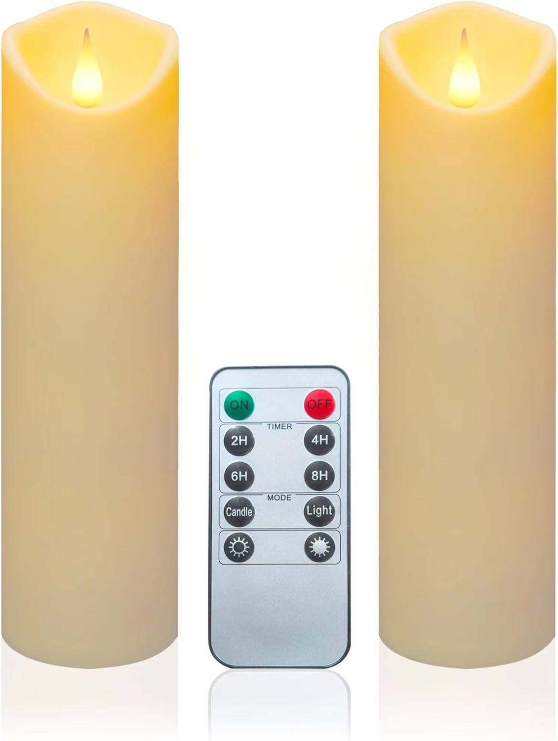 Aignis 2pcs Flameless LED Candles Battery Operated with 10-Key Remote Timer, Indoor Heat Resistant, 3D Wick with Warm Flickering Glow for Cozy Home/Wedding/Holiday Décor (D 2.2" x H 6")