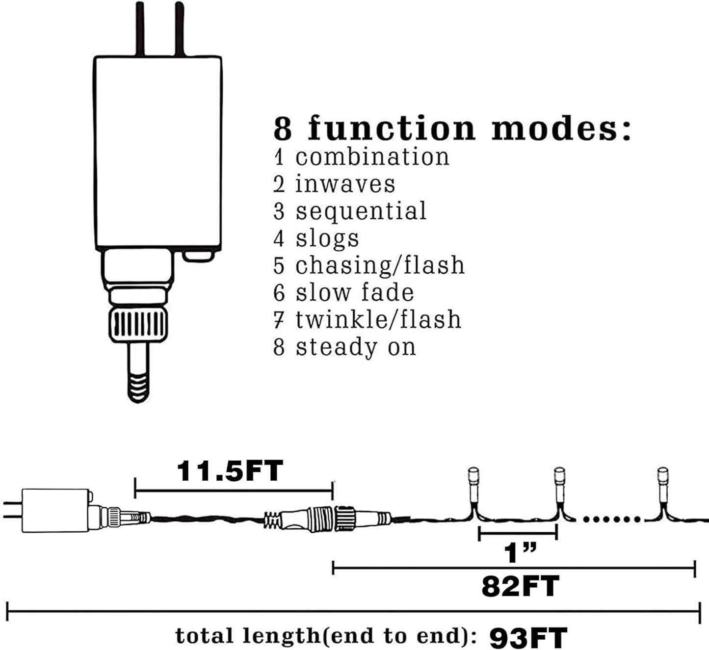 Dazzle Bright Multi-Colored Christmas String Lights, 82ft 1000 LED Waterproof Green Wire Fairy Lights with 8 Modes, Outdoor Lights for Xmas Tree Holiday Wedding Party Christmas Decorations