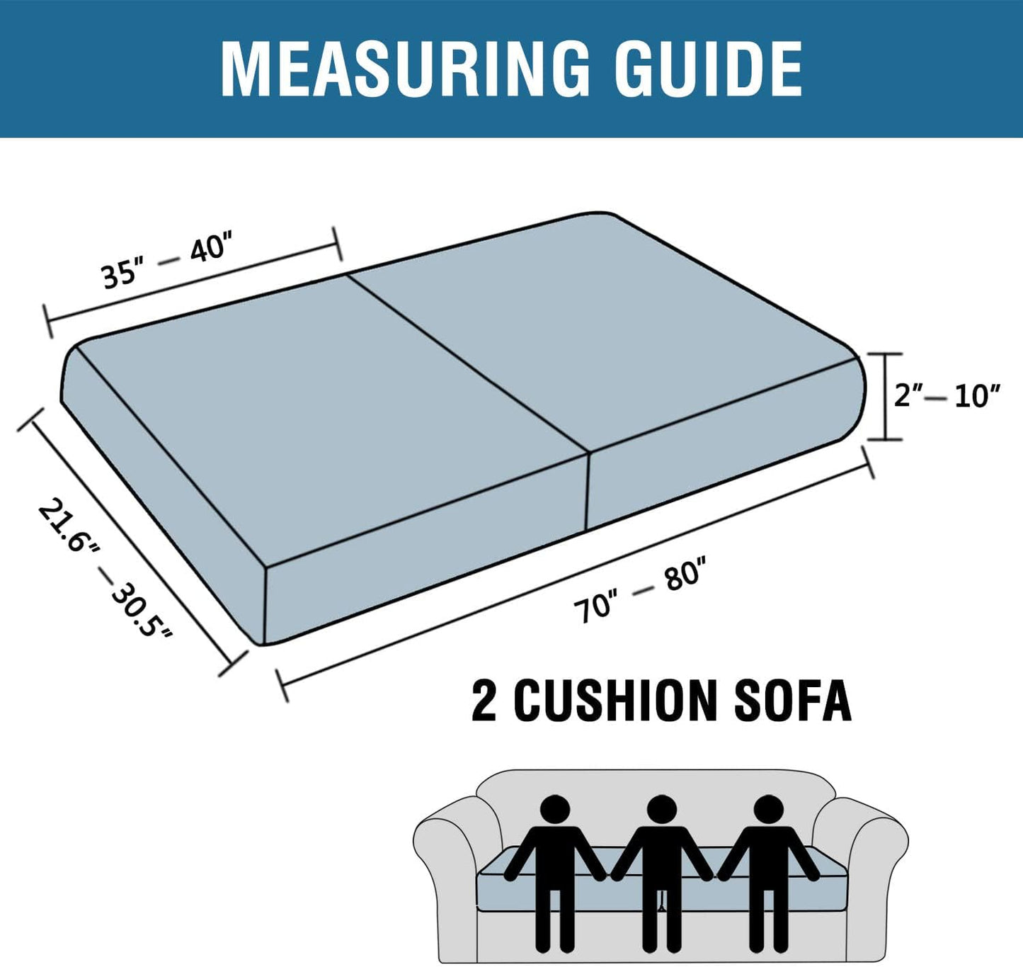 H.VERSAILTEX Super Stretch Individual Seat Sofa Covers Couch Slipcover Sets Thick Jacquard Textured Twill Fabric (2 Piece Large Sofa Cushion Covers, Sand)