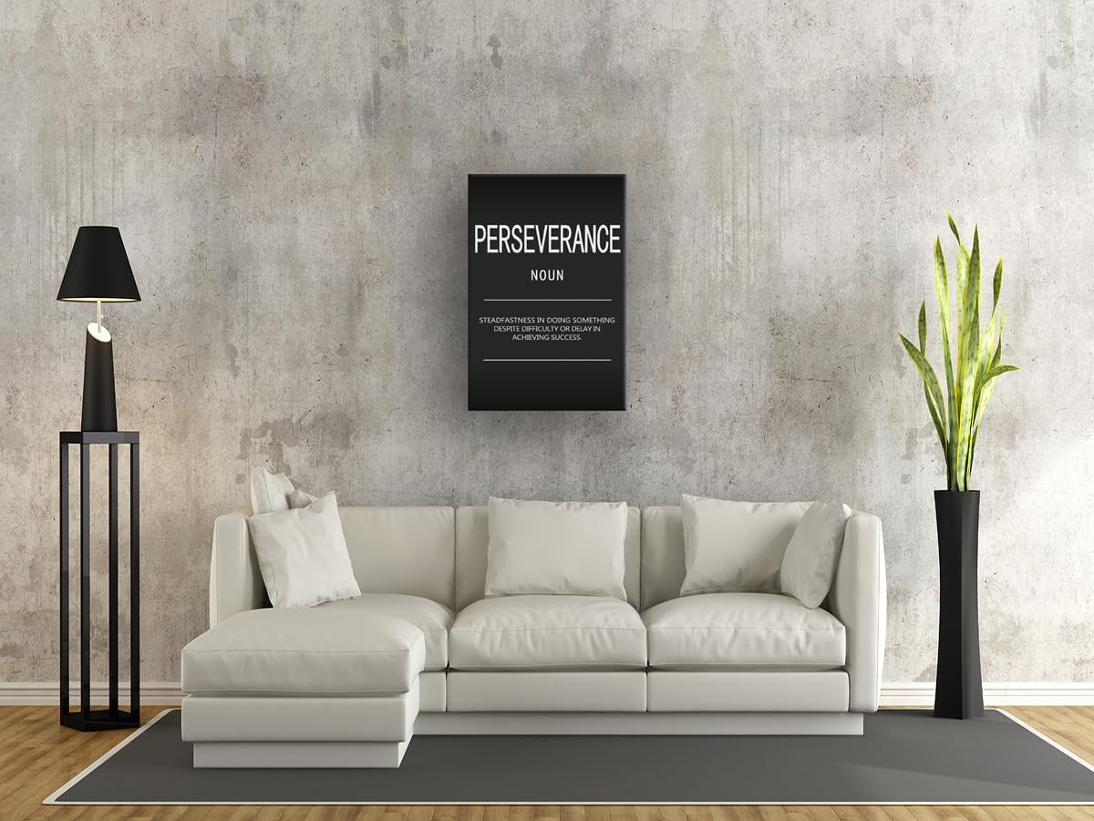 Office Decor Inspirational Canvas Wall Art Motivational Painting Perseverance Noun Pictures Modern Inspiring Entrepreneur Quote Success Posters and Prints Artwork Home Gym Decor[24" W x 36" H]
