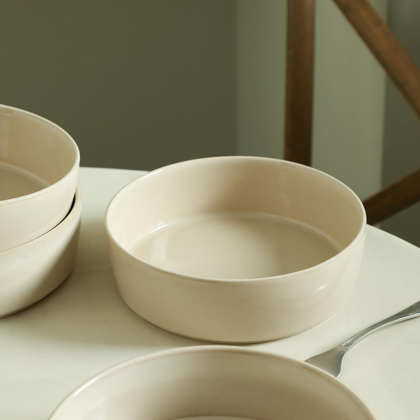 Stone Lain Eden 4-Piece Pasta Bowl Set Stoneware, Beige