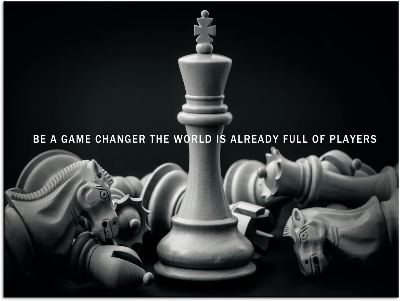 Motivational Wall Art Be A Game Changer The World Is Already Full Of Players International Chess Inspirational Poster Canvas Painting Prints Wall Pictures for Home Decor Framed Artwork [30''W x 40''H]