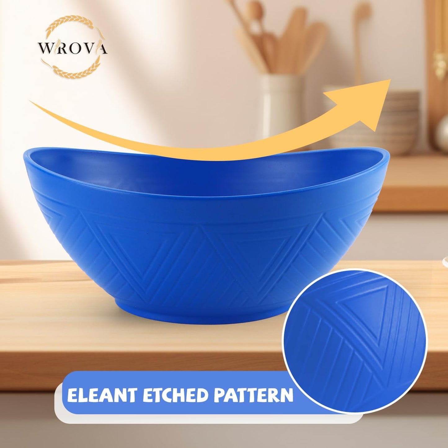 Large Wheat Straw Bowls,Big Salad Bowls set of 2,Unbreakable Serving Bowls Microwave & Dishwasher Safe, Alternative for Plastic Bowl Sets for Kitchen.Blue