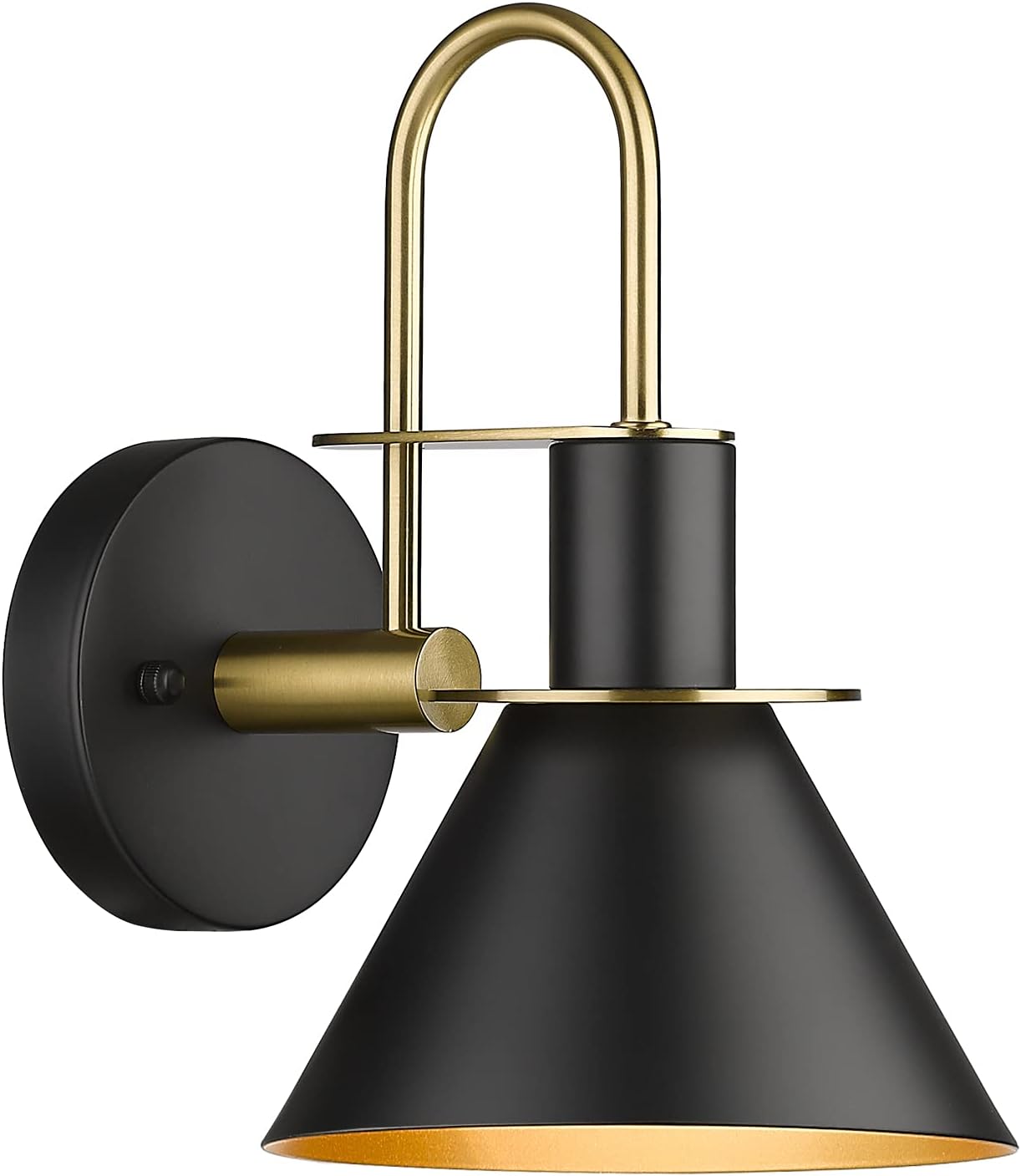 Modern 1 Light Bathroom Vanity Light Fixture, HWH Industrial Wall Sconce Lamp for Indoor Outdoor, Black Gold Finish Wall Light for Bedroom, Kitchen Sink, Above Mirror, 5HZG56B BK+BG