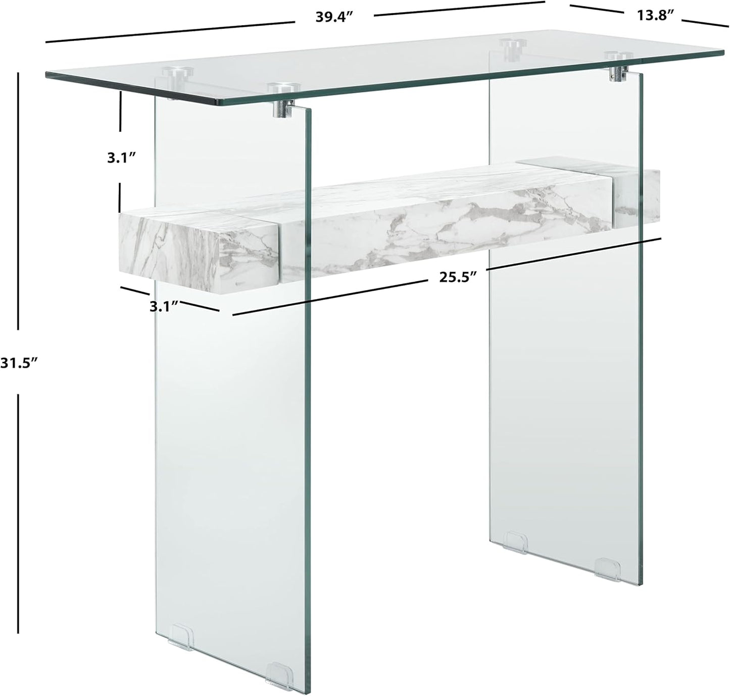 Safavieh Home Kayley Glass and White Marble Console Table (CNS7001E)