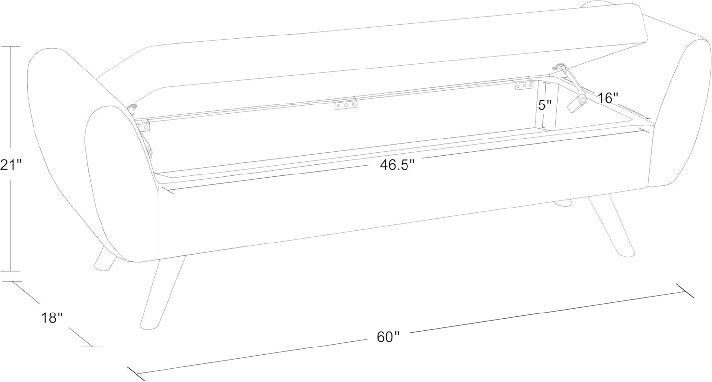 HomePop Modern Storage Bench with Wood Legs Home Décor|Bench with Storage for Living Room & Bedroom - Brown Boucle