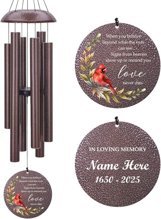 Personalized Sympathy Wind Chimes, Memorial Wind Chimes in Memory of a Loved One Gifts,Gifts for Who Loss of Dad, Mom,Brother, Friends, Sympathy Gift Baskets Home Decor Outdoor Garden Patio