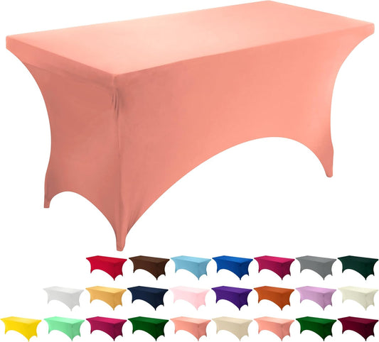 Utopia Kitchen 6FT Spandex Tablecloth [1 Pack, Coral] 200 GSM Stretch, Fitted, Washable and Wrinkle Resistant Table Cloth Rectangle Cover for Trade Shows, Wedding, Parties [72Lx30Wx30H Inch]