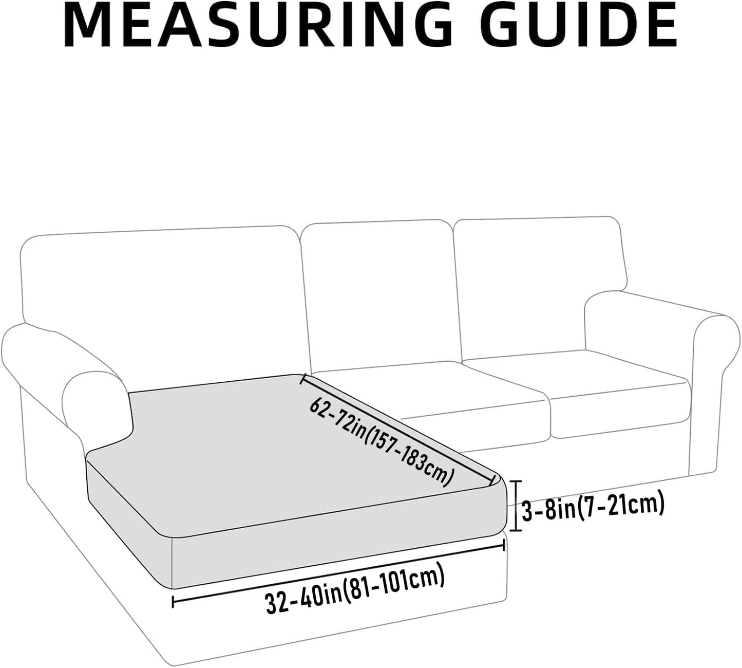 hyha Waterproof Sectional Couch Covers, Non Slip Sofa Couch Cushion Covers L Shape, Thick Stretch Jacquard Fabric, Washable Sofa Slipcovers with Elastic Bottom (1 Piece for Chaise XL, Blue)