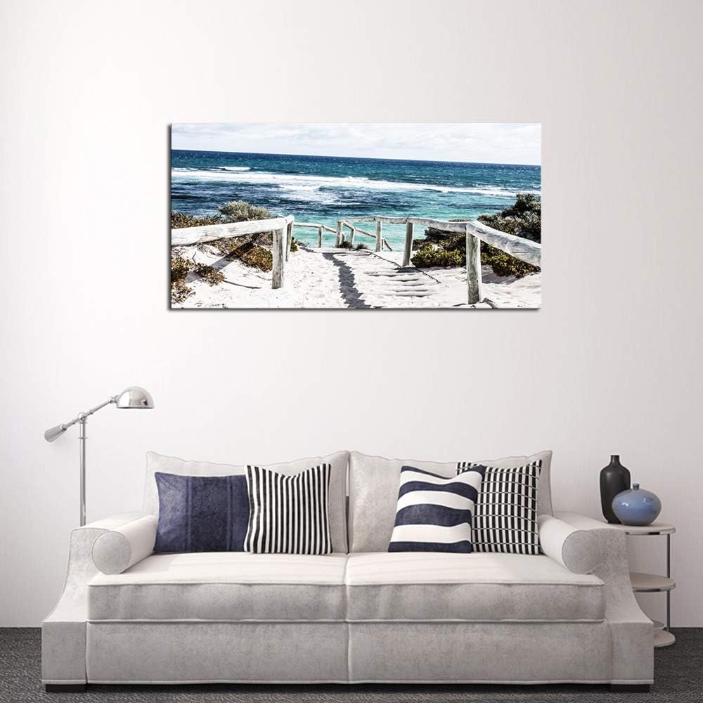 DZL Art S74275 Rottnest Island Beach Seascape Painting Sea Nature Pictures Wall Art Canvas Prints Painting Ready to Hang for Living Room Bedroom Decor Office Wall Decor Home Decoration