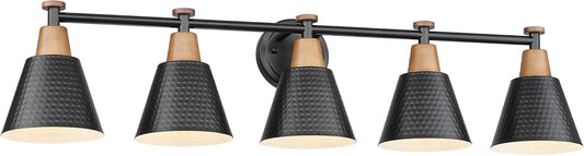 FEMILA 37.4" Black Vanity Light, Black Bathroom Light Fixture, Bathroom Lighting Fixtures Over Mirror with Matte Black Finish, 4FG59B-5W BK