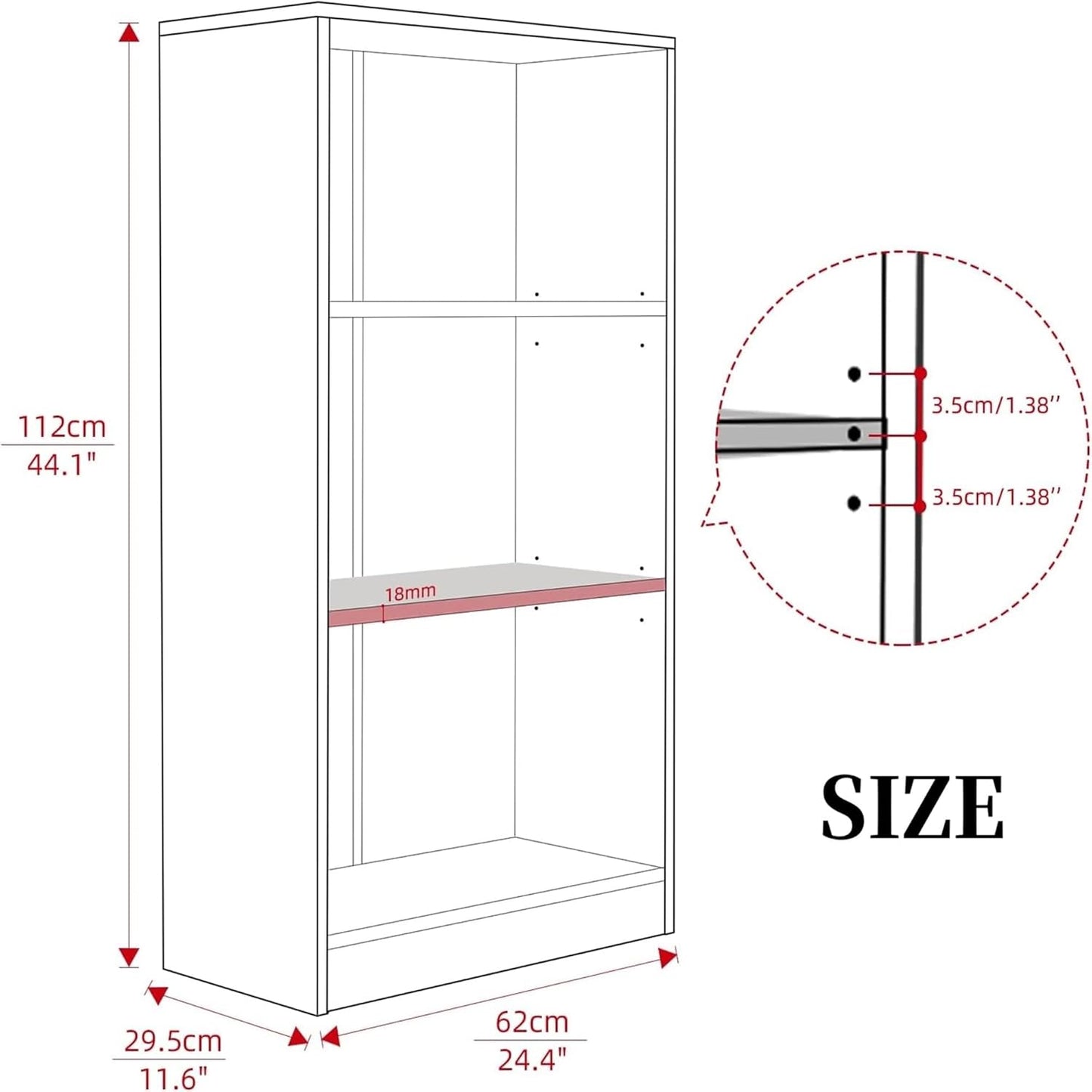 Bookshelf, Open Modern Bookshelf, 3 Shelf Bookcase with Freestanding Display Storage, Wooden Book Shelf for Bedroom, Living Room, Dinning Room, Office,Deep Brown