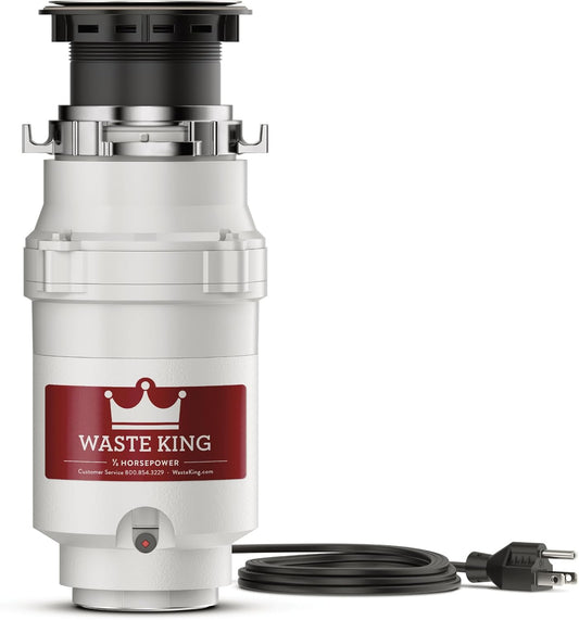 Waste King Garbage Disposal for Kitchen Sink with Power Cord, Compact Food Waste Disposer, L-111
