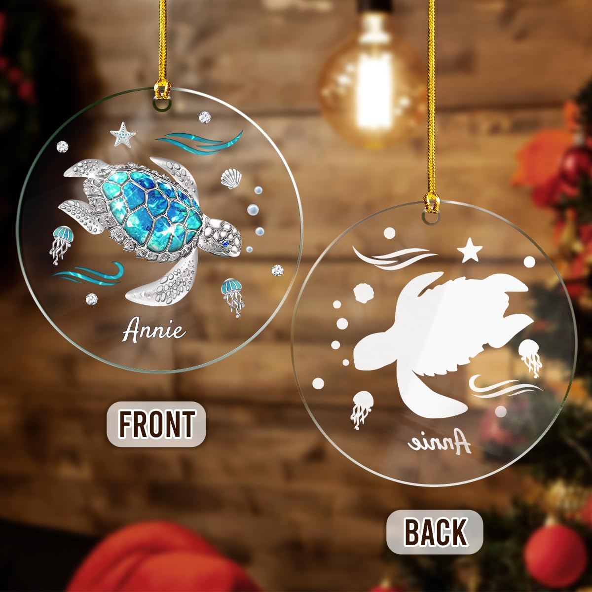 Personalized Dog Photo Christmas Ornaments, Custom Dog Acrylic Ornament with Pictures, Gifts for Christmas Dog Lovers, Dog Mom Dad