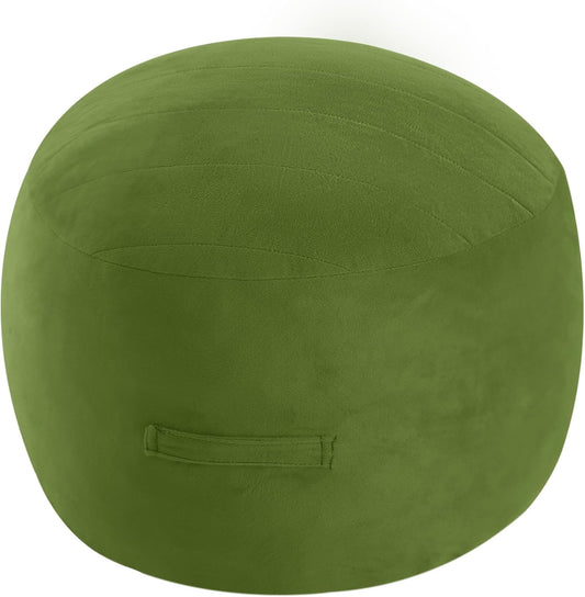 MeMoreCool Round Stuffed Pouf Ottoman Foot Rest, Floor Pouf Foot Stool with Soft Foam Chunk Filling, Small Round Ottoman Footstool Circle Footrest for Living Room, Green
