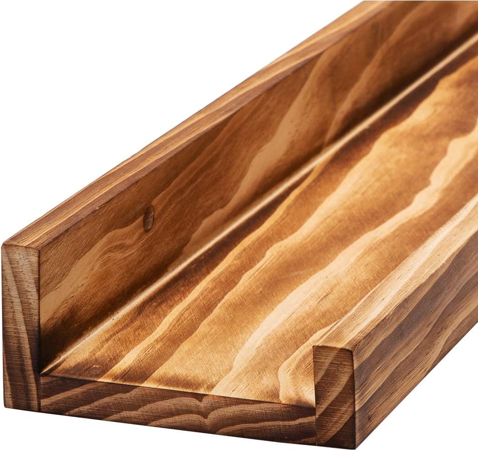 AZSKY Rustic Wood Floating Shelves for Nursery Books Long Wall Bookshelf Photo Picture Ledge Shelf with Lip Wall Shelf for Kids Bedroom Bathroom Living Room Office Frames 36 Inches Set of 2