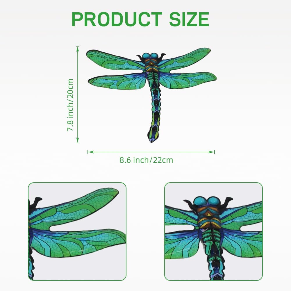 Metal Dragonfly Wall Decor Art, 4 Pack Colorful Metal Dragonflies Outdoor Wall Art, Hand Painted Outdoor Wall Decor for Garden, Yard, Fence, Patio, Outside, Living Room Decoration