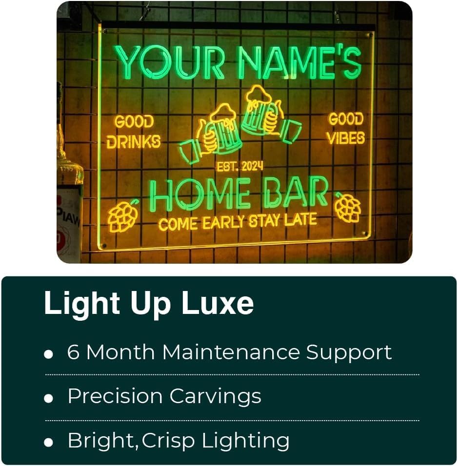 Personalized BBQ Neon Sign Custom Bar and Grill Sign Patio LED Lights Backyard Bar Signs for Men Outdoor Lighted Patio Acrylic Table Grilling Kitchen Home Garden Wall Decor