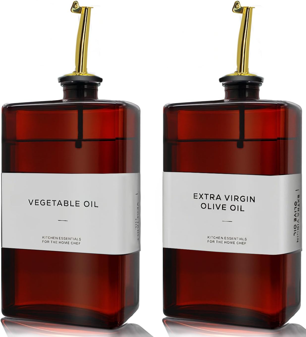 Olive Oil Dispenser Bottle for Kitchen - 11.8oz Dark Glass UV Protection, Oil and Vinegar Dispenser Set, Drip-Free Pourer, Kitchen Essential, 11.8oz, Set of 2