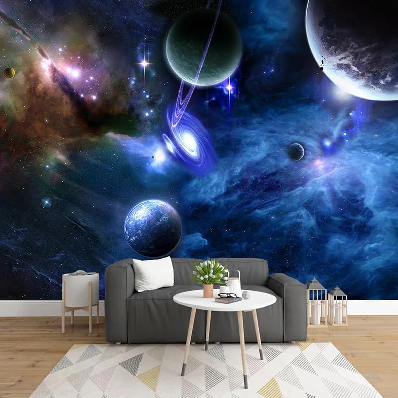 Custom Galaxy Wall Murals 3D Peel and Stick Mural Starry Sky Universe Space Planet Photo Wallpaper for Living Room Bedroom Walls Home Decoration