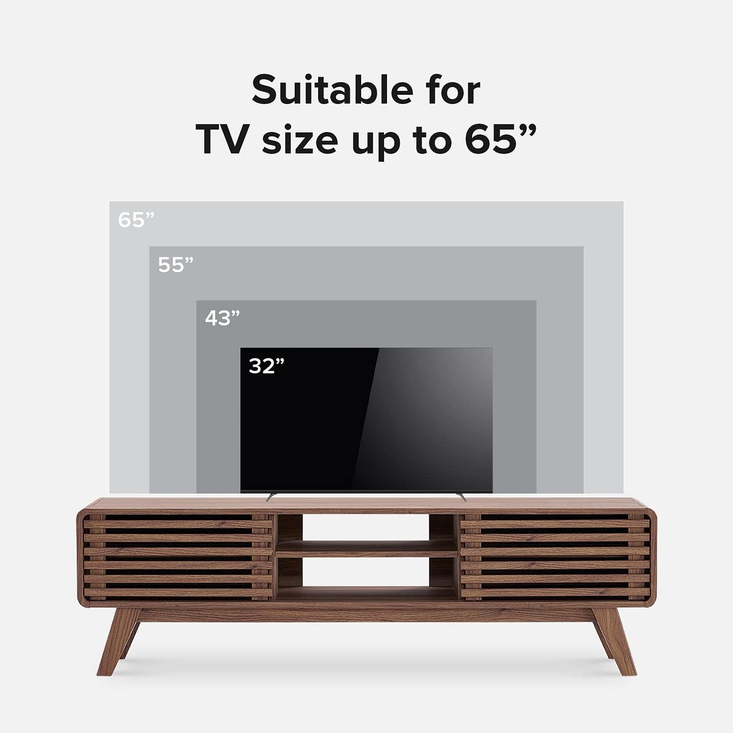 mopio Ensley TV Stand, Mid Century Modern for 55/60/65 inch TV, Farmhouse TV Stand, Entertainment Center with Storage, TV and Media Consol for Living Room (Walnut, 59")