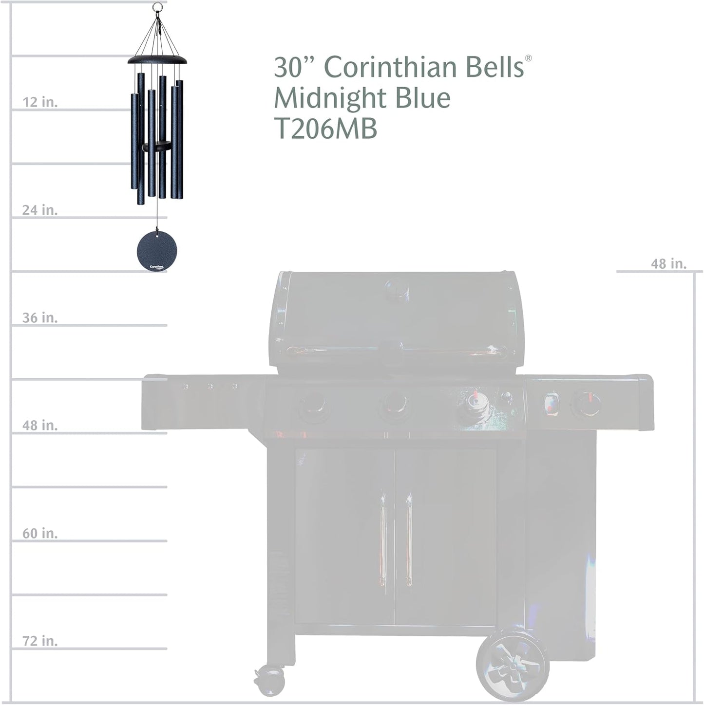 Corinthian Bells by Wind River – 30 inch Midnight Blue Wind Chime for Patio, Backyard, Garden, and Outdoor Decor (Aluminum Chime) Made in The USA