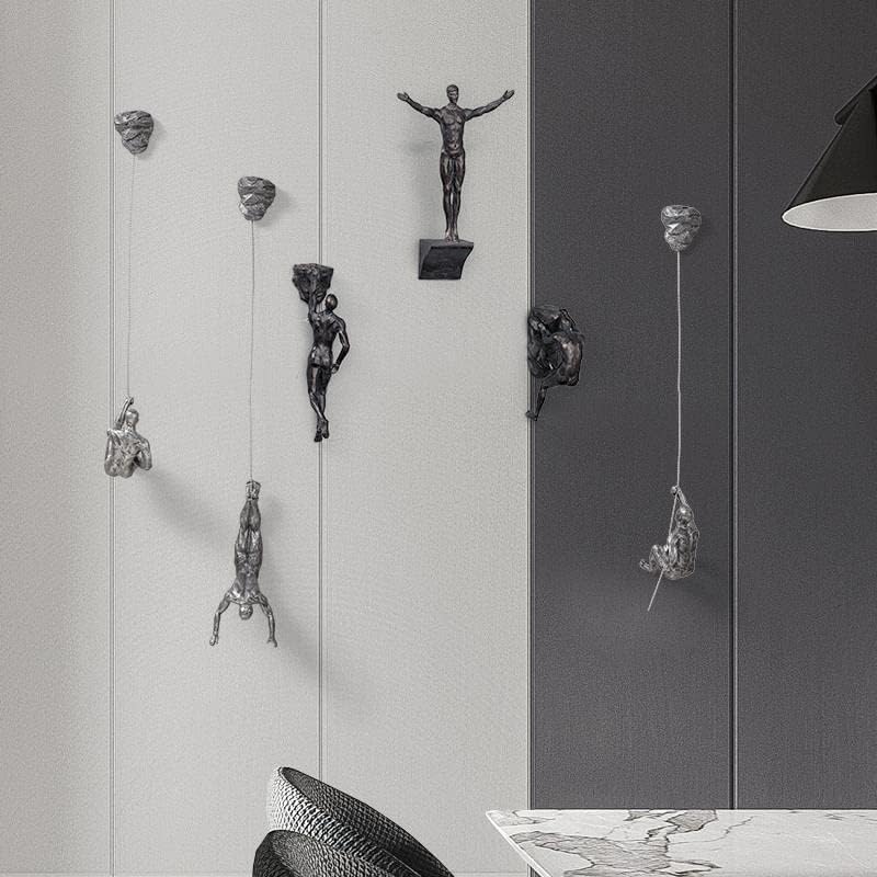 Climbing Men Wall Art Decor Sculpture,Nordic Modern Simplicity Decorative Wall Art, Climbing Man Sculptures,Home & Office Climber Gifts(Stone)