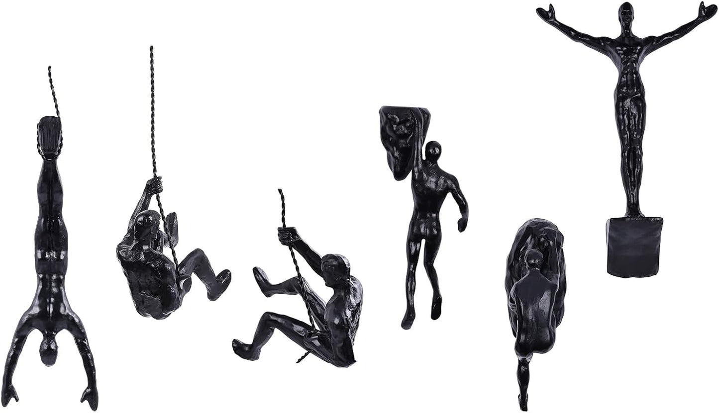 Set of 6 Climbing Men Wall Art Decor Sculpture,Nordic Modern Simplicity Decorative Wall Art, Climbing Man Sculptures,Home & Office Climber Gifts