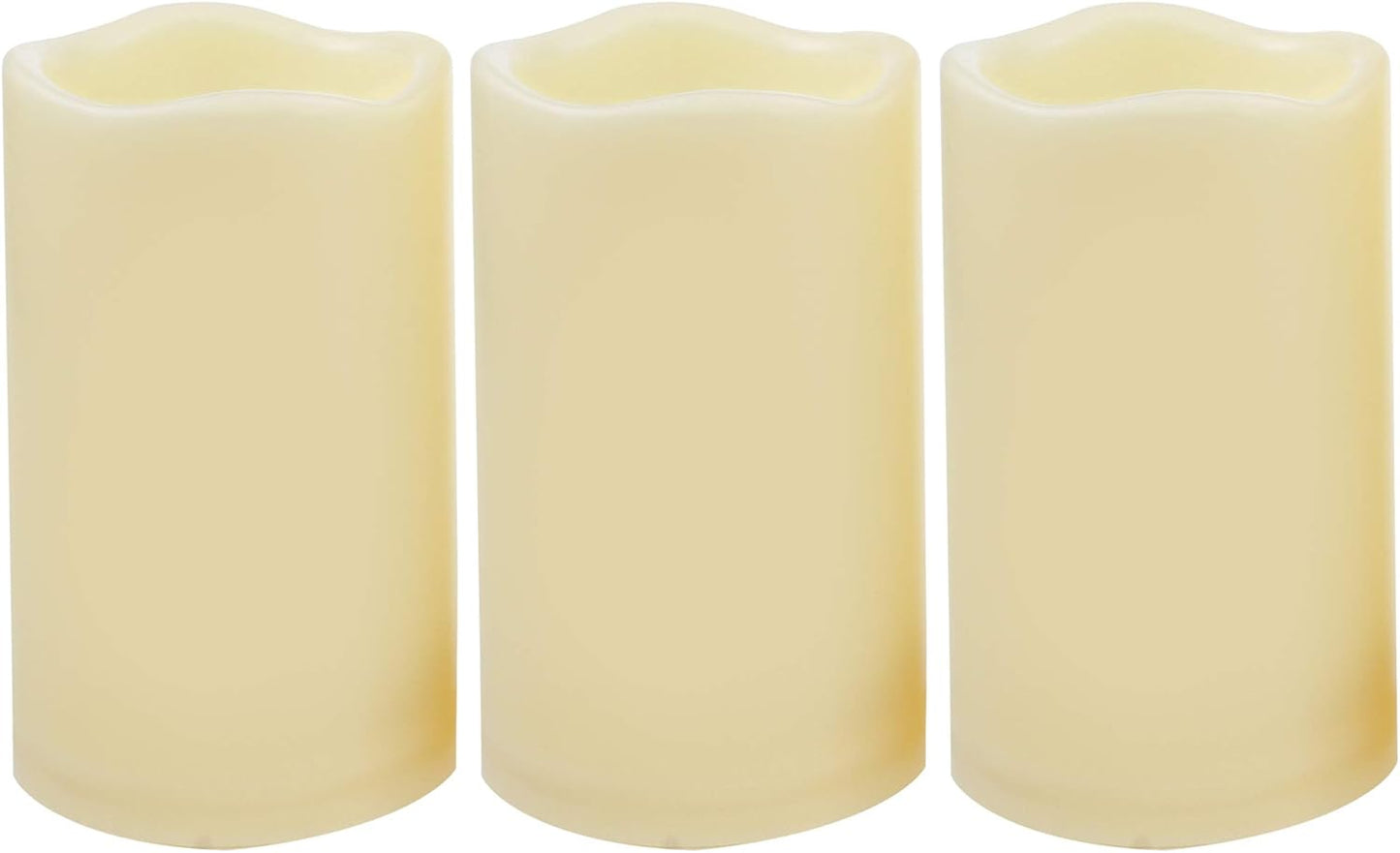 CANDLE CHOICE 3 Waterproof Outdoor Battery Operated Flameless LED Pillar Candle with Timer Flickering Plastic Resin Electric Decorative Light for Lantern Patio Garden Home Decor Party Wedding