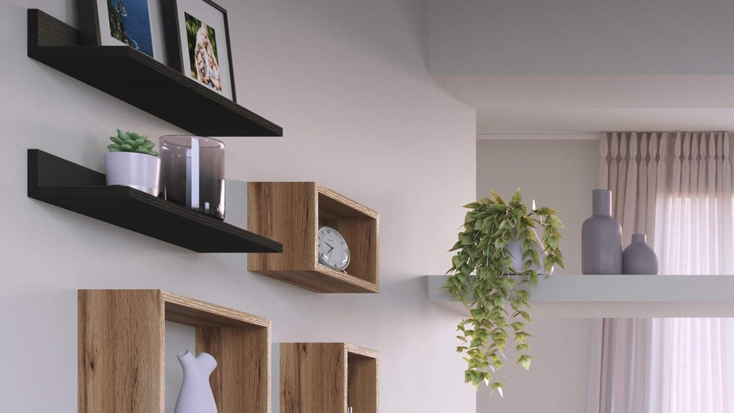 Mobili Fiver, Set of 2 Rachele Shelves, 31.49 in, Pearled Elm, Made in Italy