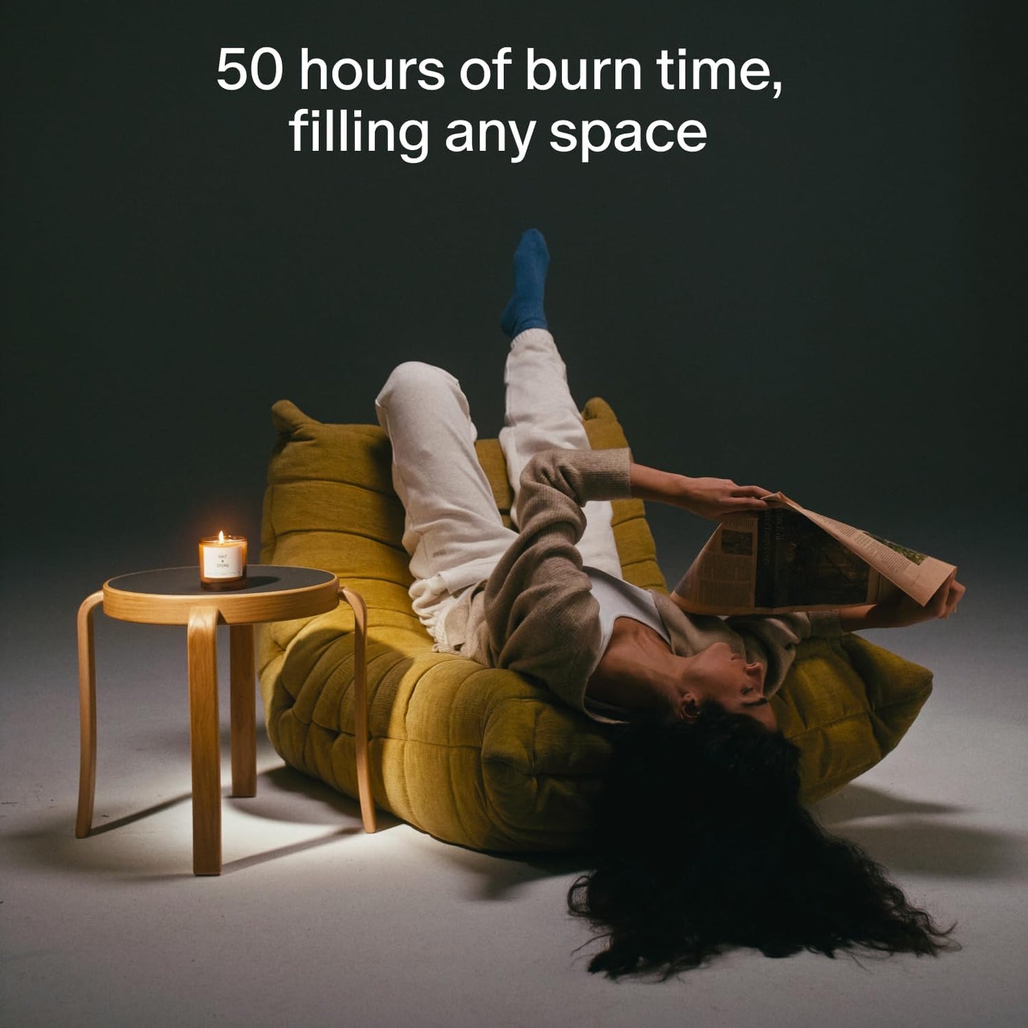 SALT & STONE Scented Candle for Women & Men | Hand-Poured, Aromatic & Fragrant | Coconut & Soy Blend Wax | 100% Cotton Wick | Long-Lasting 50 Hour Burn Time (8.5 oz) (Black Rose & Vetiver)