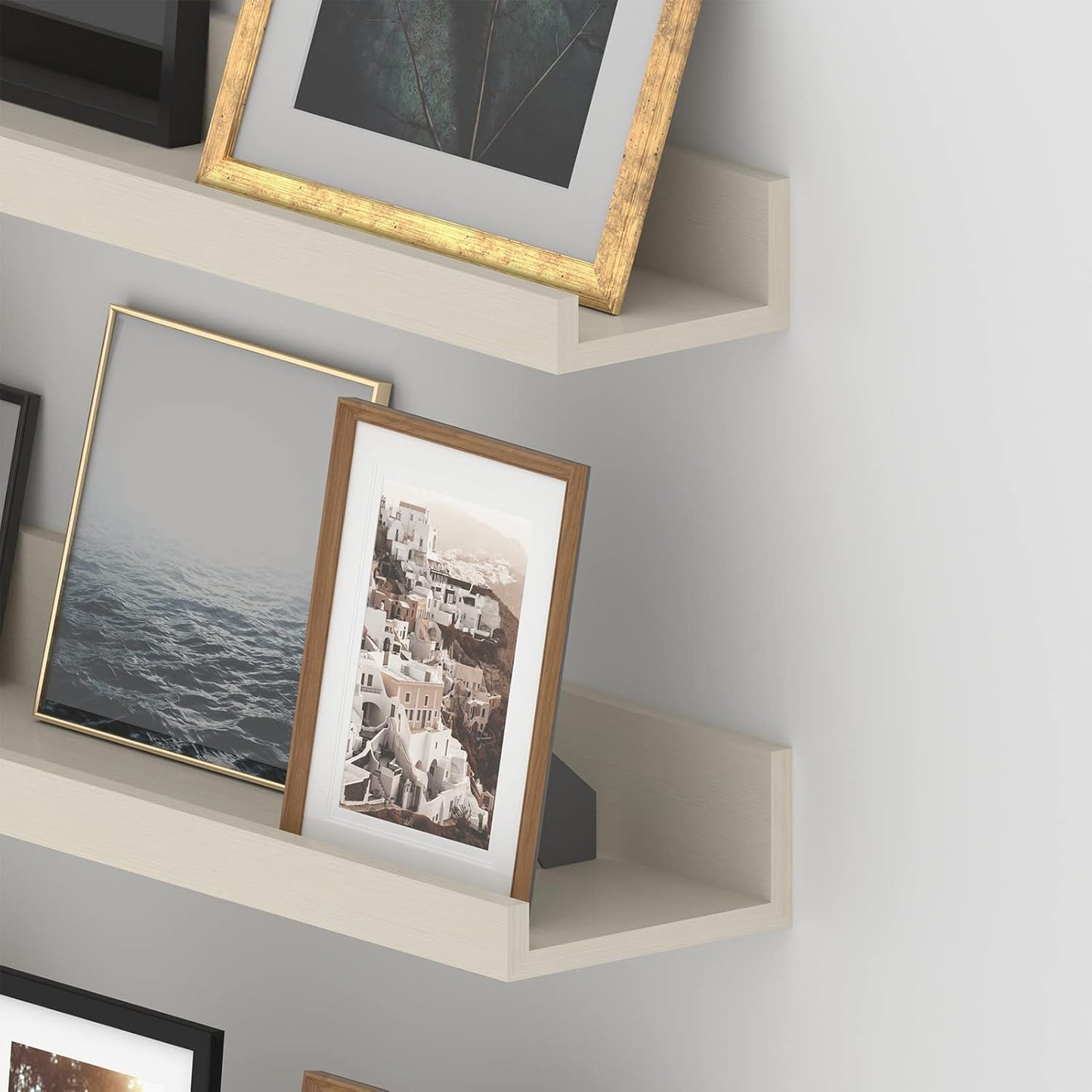 Giftgarden 24 Inch Floating Shelves for Wall, Creamy White Beige Wood-Grain Wooden Shelf Ledge for Bathroom Kitchen Living Room Nursery Bedroom Picture, Set of 3 Different Sizes